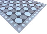 Modern Handmade Cotton Beige And Brown Geometric Swedish Star Rug-6759