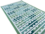 Modern Handmade Cotton Green And Cream Marianne Striped Rug-6739