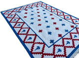 Modern Handmade Cotton Cream, Blue And Red Geometric/ Star Rug - MC-6726