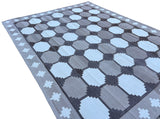 Modern Handmade Cotton Beige And Brown Geometric Swedish Star Rug-6759