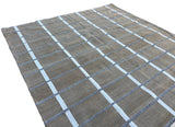 Modern Handmade Cotton Area Flat Weave Rug, Beige And Cream Checked Indian Dhurrie-6725
