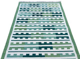 Modern Handmade Cotton Green And Cream Marianne Striped Rug-6739