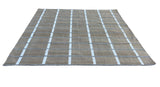 Modern Handmade Cotton Area Flat Weave Rug, Beige And Cream Checked Indian Dhurrie-6725