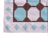 Modern Handmade Cotton Lavender And Blue Geometric Tile Star Rug-6539