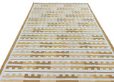 Modern Handmade Cotton Yellow And Cream Marianne Striped Indian Dhurrie Rug-6762
