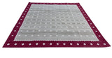 Modern Handmade Cotton Area Flat Weave Rug, Beige, Cream And Pink Diamond Indian Dhurrie-6728