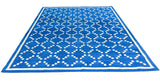 Modern Handmade Cotton Indigo Blue And Cream Diamond Rug-6738