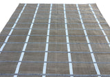 Modern Handmade Cotton Area Flat Weave Rug, Beige And Cream Checked Indian Dhurrie-6725