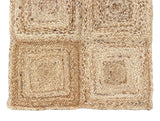 Modern Handmade Natural Jute Checked Blocked Rug Indian Dhurrie -8044