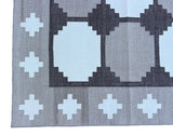Modern Handmade Cotton Beige And Brown Geometric Swedish Star Rug-6759