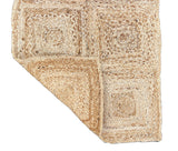 Modern Handmade Natural Jute Checked Blocked Rug Indian Dhurrie -8044