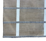 Modern Handmade Cotton Area Flat Weave Rug, Beige And Cream Checked Indian Dhurrie-6725