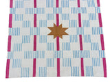 Modern Handmade Cotton Cream, Sky Blue Tan And Pink 4x14 Feet Star And Dash Runner-6749