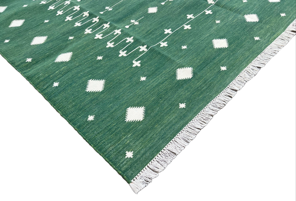 Modern Handmade Cotton Forest Green And White Shooting Star Rug ...