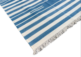 Cotton Blue and White Striped Rug for Nomita in a Size 8'x10' (Without Fringes)