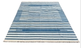 Cotton Blue and White Striped Rug for Nomita in a Size 8'x10' (Without Fringes)