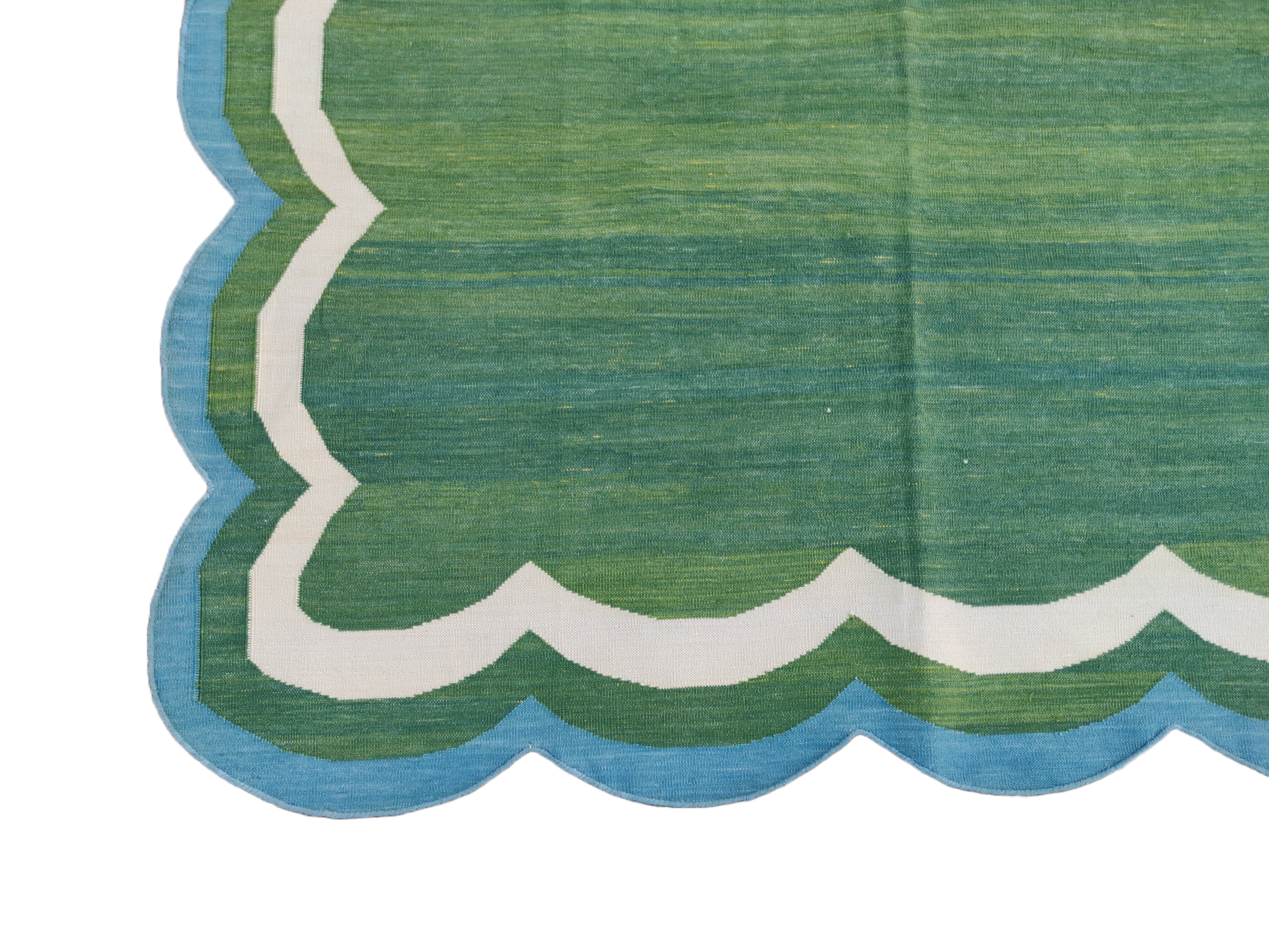 Cotton Forest Green 10x10 Scalloped Rug for Elizabeth Kennedy