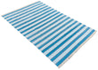 Modern Handmade Area Rug, Cotton Blue And Orange Striped Indian Dhurrie -6771