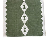 Modern Handmade New Zealand Wool Dark Olive Green And White Geometric Runner-6788