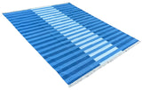 Modern Handmade Area Rug, Cotton Indigo And Sky Blue Striped Indian Dhurrie -6770