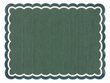 Modern Handmade Cotton Forest Green, Cream And Teal Blue 4 Sided Scalloped Rug-9670