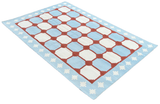 Modern Handmade Cotton Sky Blue, Cream And Terracotta Area Rug-6457