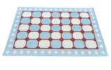 Modern Handmade Cotton Sky Blue, Cream And Terracotta Area Rug-6457