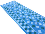 Modern Handmade Cotton Sky Blue, Cream And Green Star Checked Runner-6703