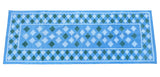 Modern Handmade Cotton Sky Blue, Cream And Green Star Checked Runner-6703