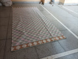 Modern Handmade Cotton Gray, Pink, Cream And Tan Geometric Area Rug-6832