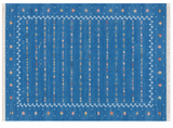 Modern Handmade Cotton Indigo Blue And White Shooting Star Rug-6198