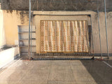 Modern Handmade Cotton Yellow And Cream Marianne Striped Indian Dhurrie Rug-6762