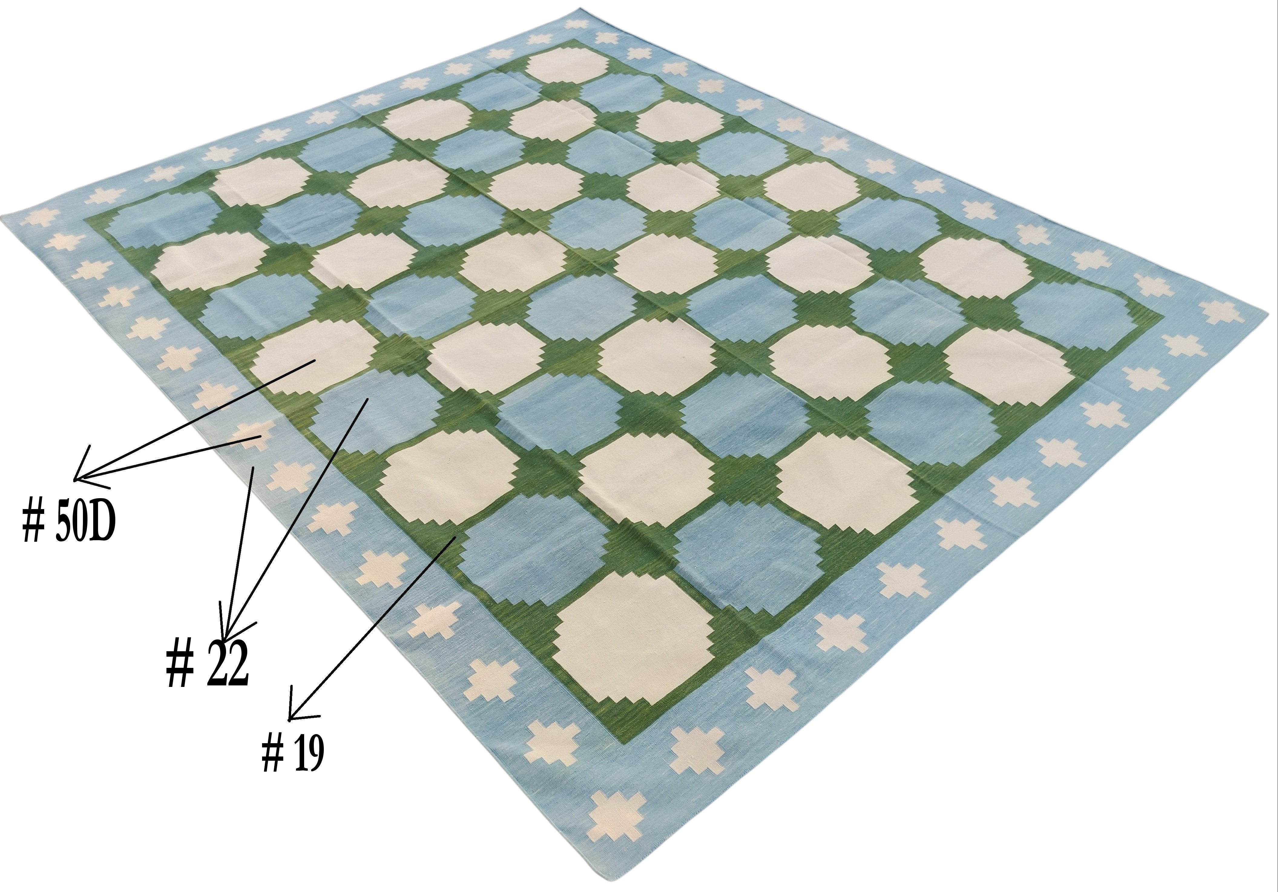 New Zealand Wool Green, Beige And Cream Swedish Tile Rug for Sarah Reed in a Size 195x220cm