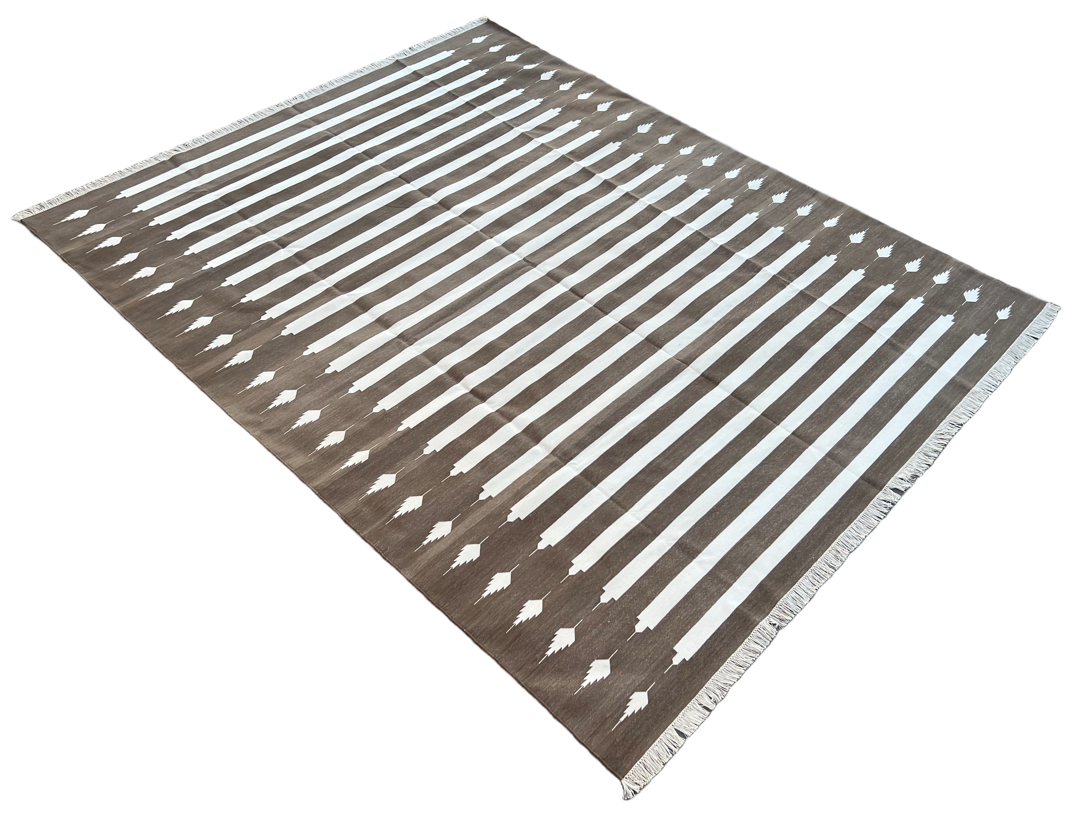 Custom Cotton Brown And White Striped Rug for Liz Eubank in Size 10'6"x 15'