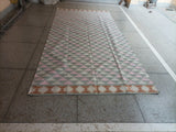 Modern Handmade Cotton Gray, Pink, Cream And Tan Geometric Area Rug-6832