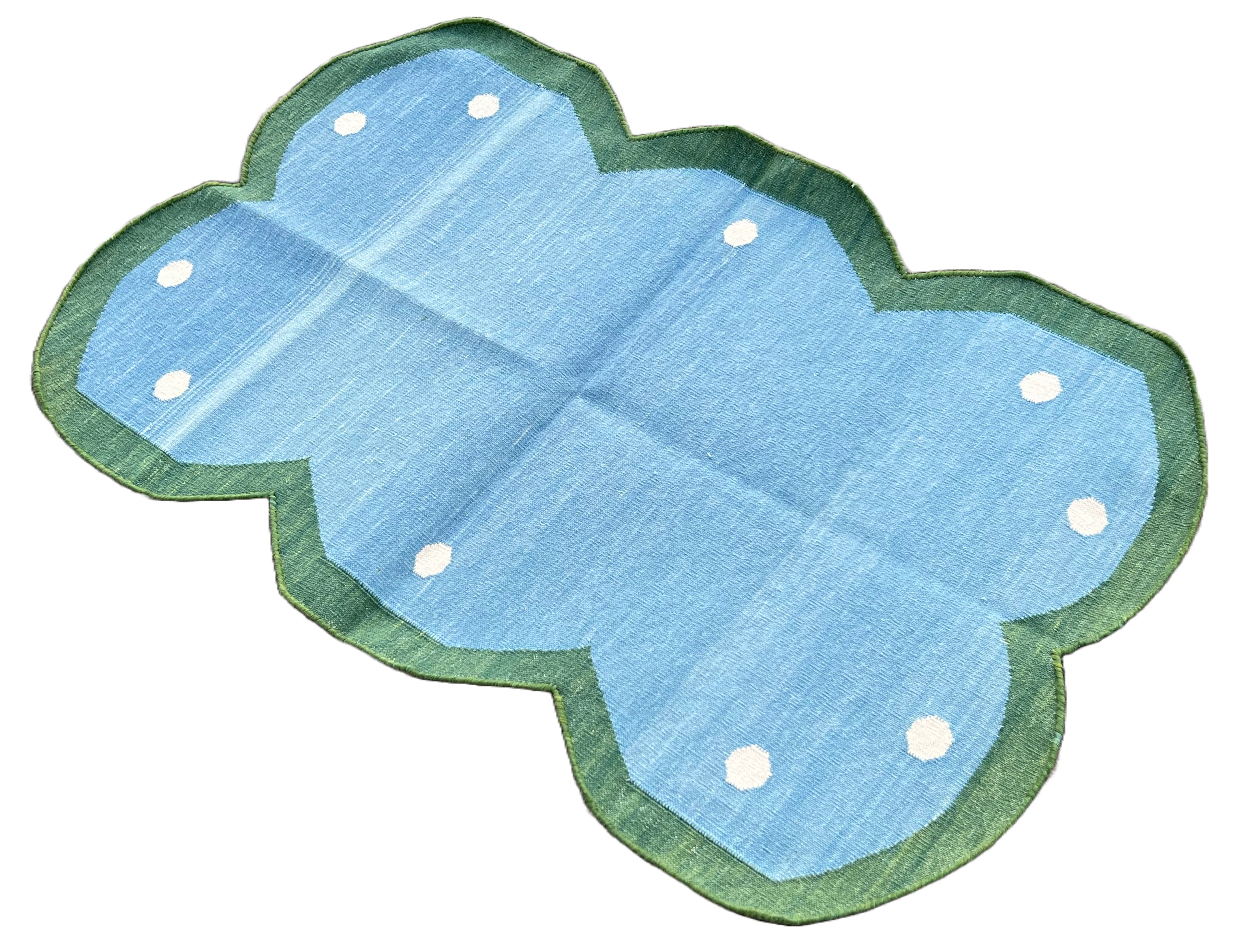 Handmade Cotton Blue And Green Scalloped for Janis in a Size 2'x3'