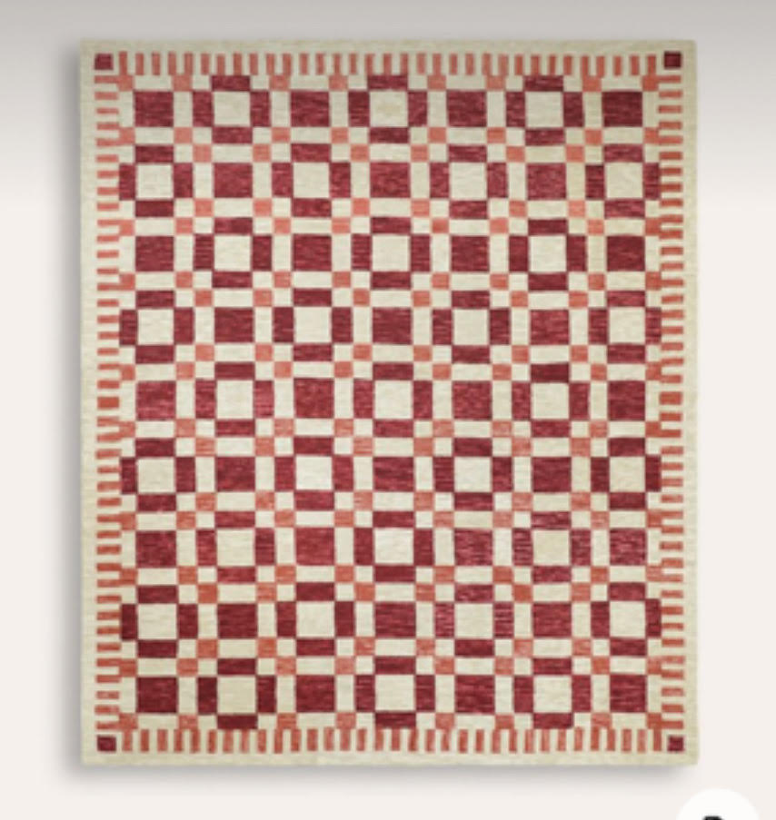 Cotton Red Checked Rug for Frankie Ward in a Size 220cm Wide x 280cm Long