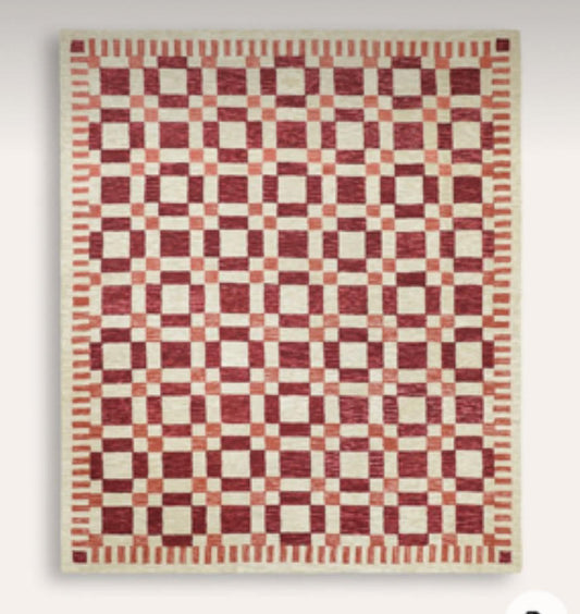 Cotton Red Checked Rug for Frankie Ward in a Size 220cm Wide x 280cm Long