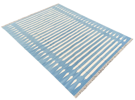 Custom Cotton Blue And White Striped Rug for CHRISTINA O'REILLY in a Size 300x360cm (With Color No. 15 Medium Blue)