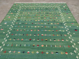 Modern Handmade Cotton Forest Green And White Shooting Star Rug