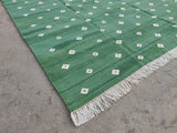 Modern Handmade Cotton Forest Green Diamond/ Leaf Rug