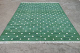 Modern Handmade Cotton Forest Green Diamond/ Leaf Rug