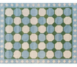 Modern Handmade Cotton Tile Patterned Green And Sky Blue Geometric Tile Rug