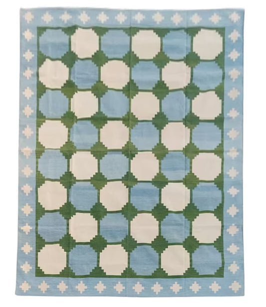 Modern Handmade Cotton Geometric Star Rug for Shaza Lynn in Size 12'x15' with Colors #42,30 and #10