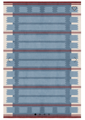 Cotton Blue, Red And Cream Geometric Rug for Rachel Kilroe in a Size 180x270cm