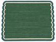 Modern Handmade Cotton Forest Green, Cream And Teal Blue Two Sided Scalloped Rug-9671