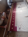 Modern Handmade Cotton Area Flat Weave Rug, Beige, Cream And Pink Diamond Indian Dhurrie-6728
