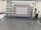 Modern Handmade Cotton Cream, Blue And Red Geometric/ Star Rug - MC-6726
