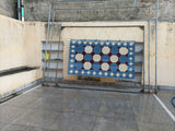 Modern Handmade Cotton Sky Blue And White Tile Swedish Runner-6733