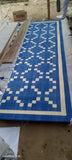 Modern Handmade Cotton Indigo Blue And Cream Diamond Rug-6738